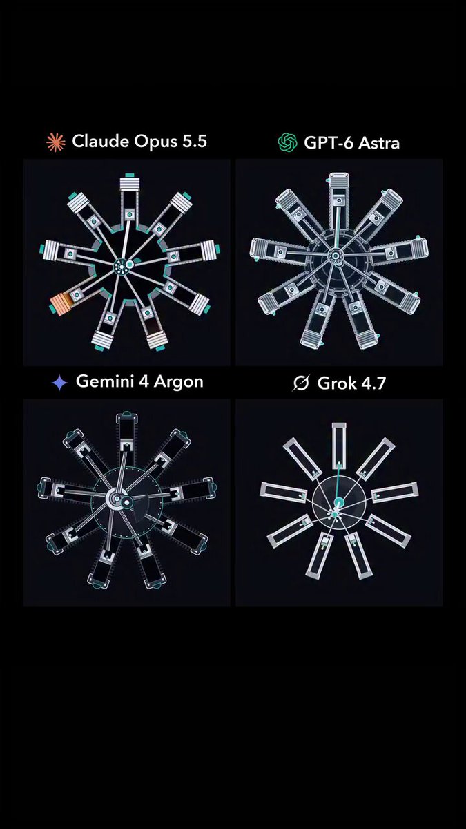 四款模型同题生成星形发动机对比