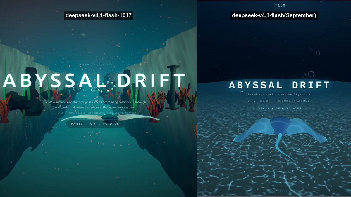 同题 Three.js 水下躲避游戏：1017 版对比 9 月版 V4.1-Flash