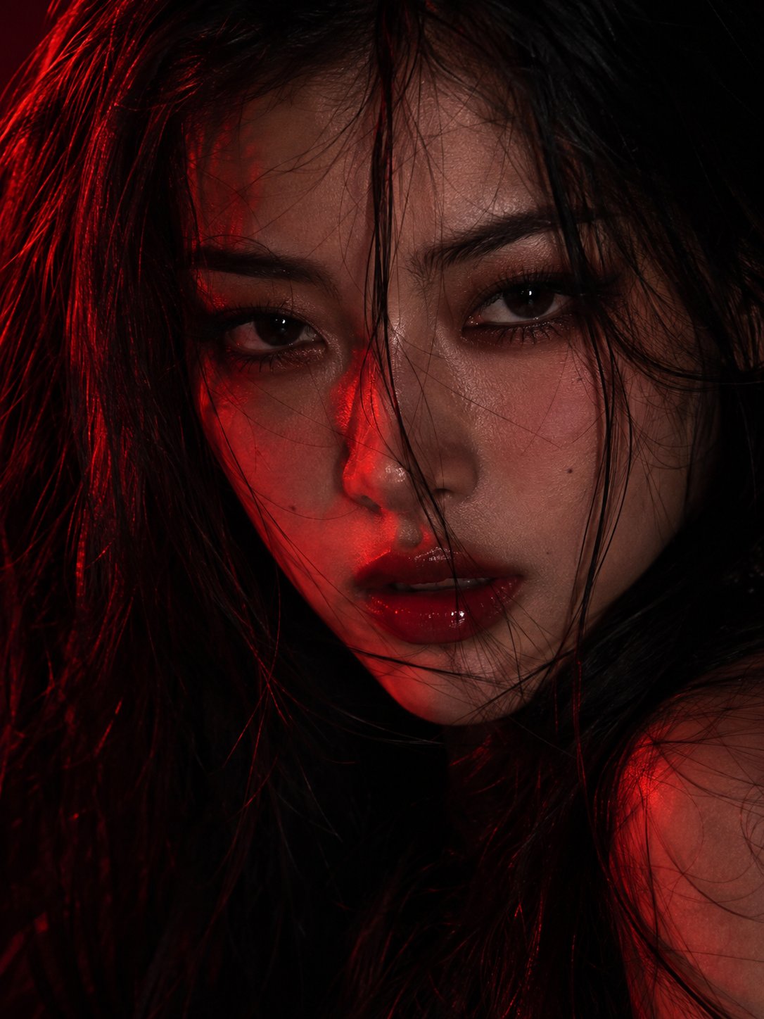 GPT Image 2.5 prompt for red-lit cinematic portraits