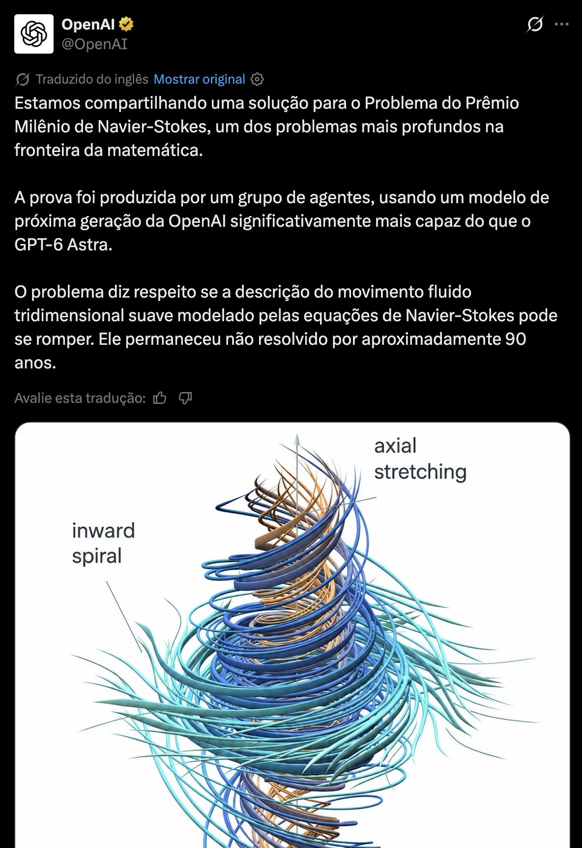 OpenAI internal model said to prove Navier-Stokes Millennium Problem