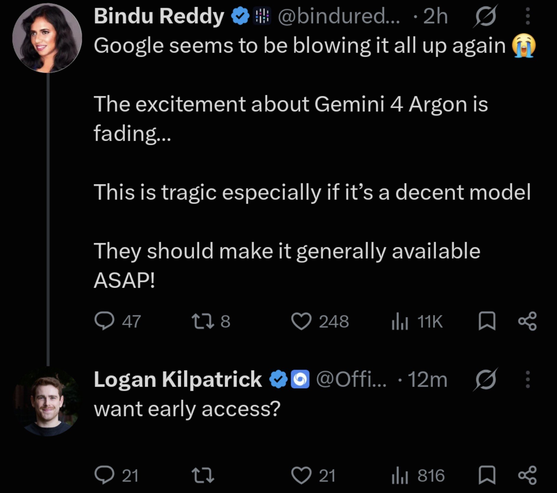 Early access offer suggests Gemini 4 won't launch publicly today, poster says