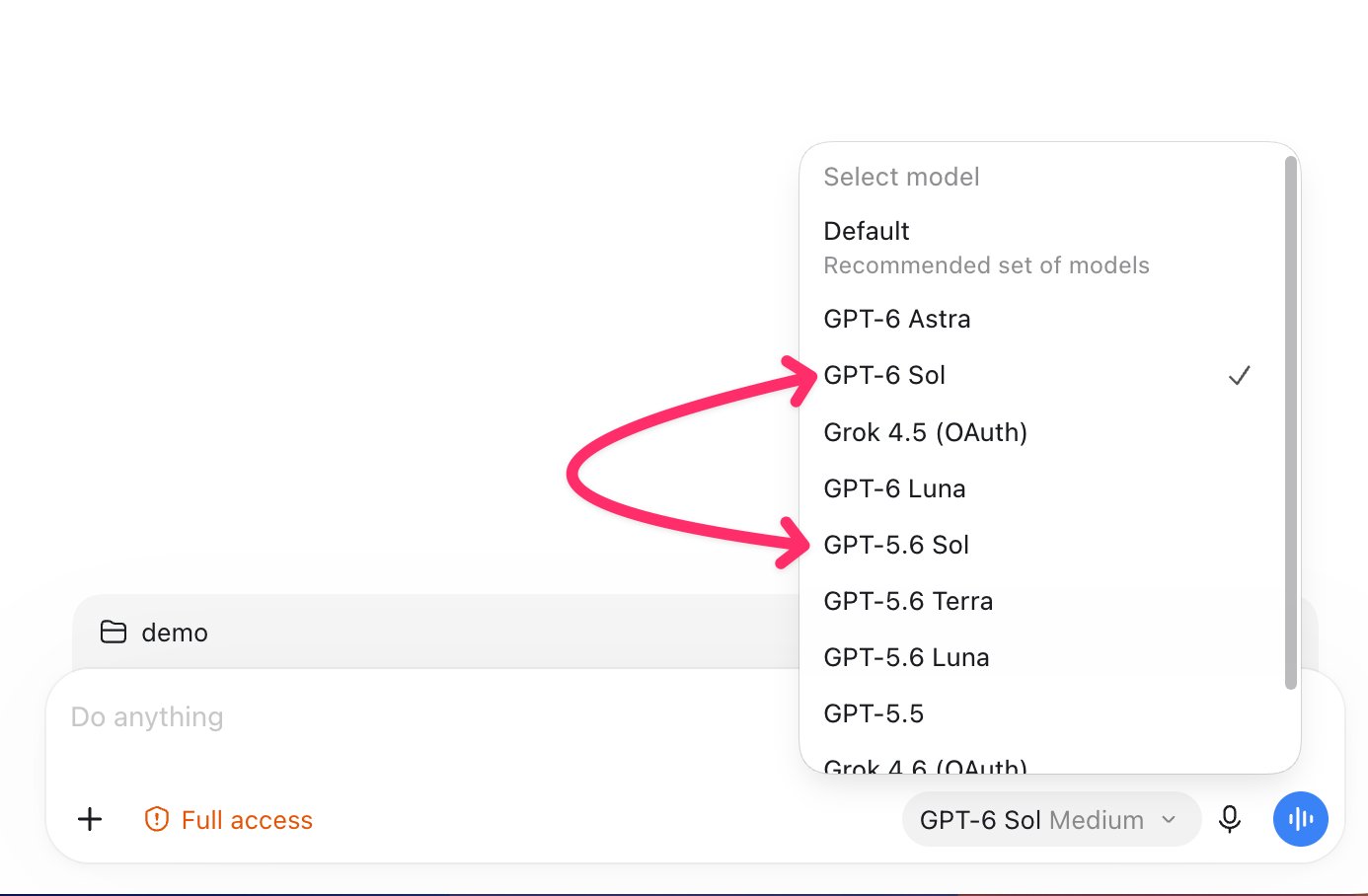 对比图：GPT-6 Sol 对 5.6 Sol 提升有限但价格减半
