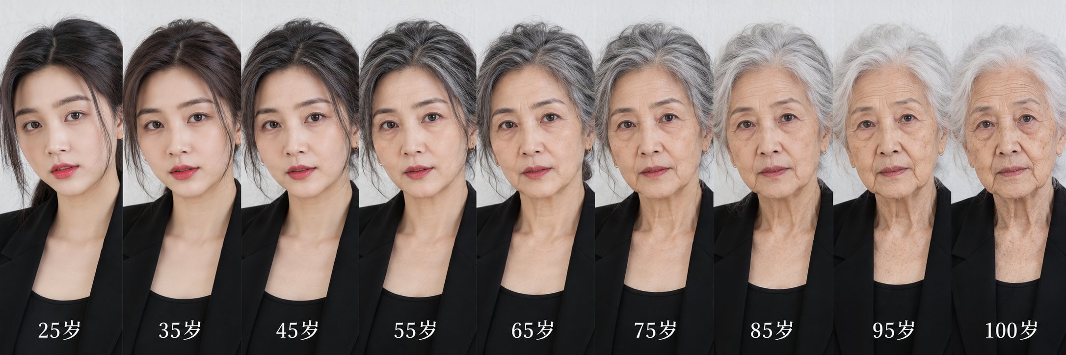 Aging timeline portrait prompt for GPT Image 2.5