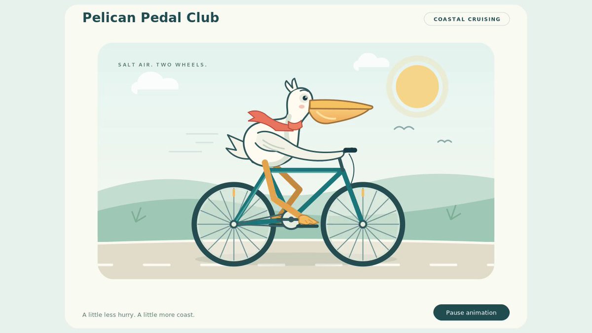 Union Alpha 鹈鹕骑车 SVG 动画实测