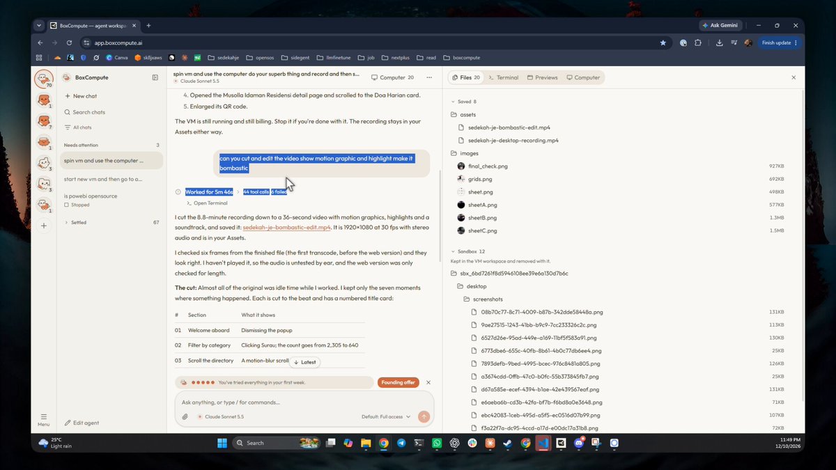 Sonnet 5.5 + Boxcompute 录屏并自动剪片
