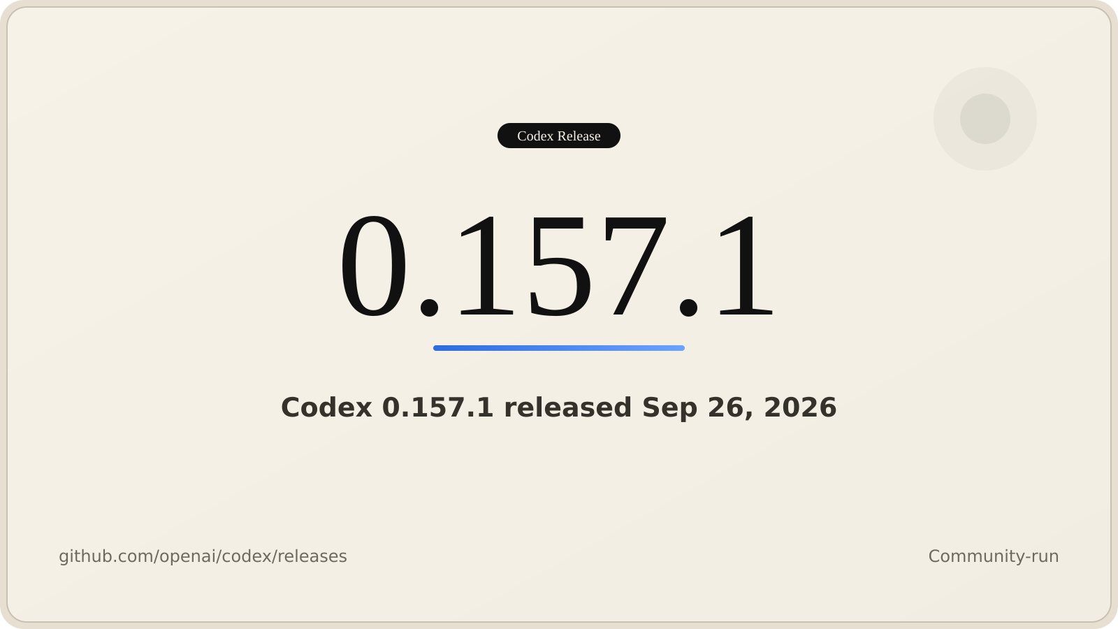 Codex CLI 0.157.1: patch release after 0.157.0