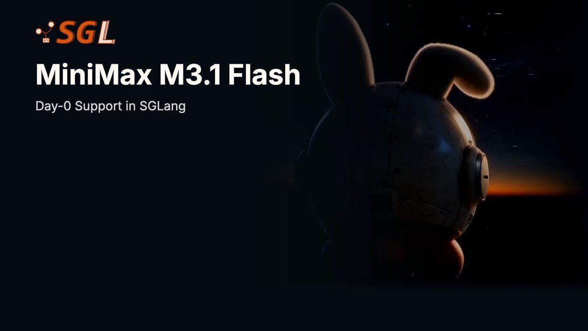 SGLang ships day-0 support for MiniMax M3.1 Flash (Space Bunny): >1K tok/s single-request decode