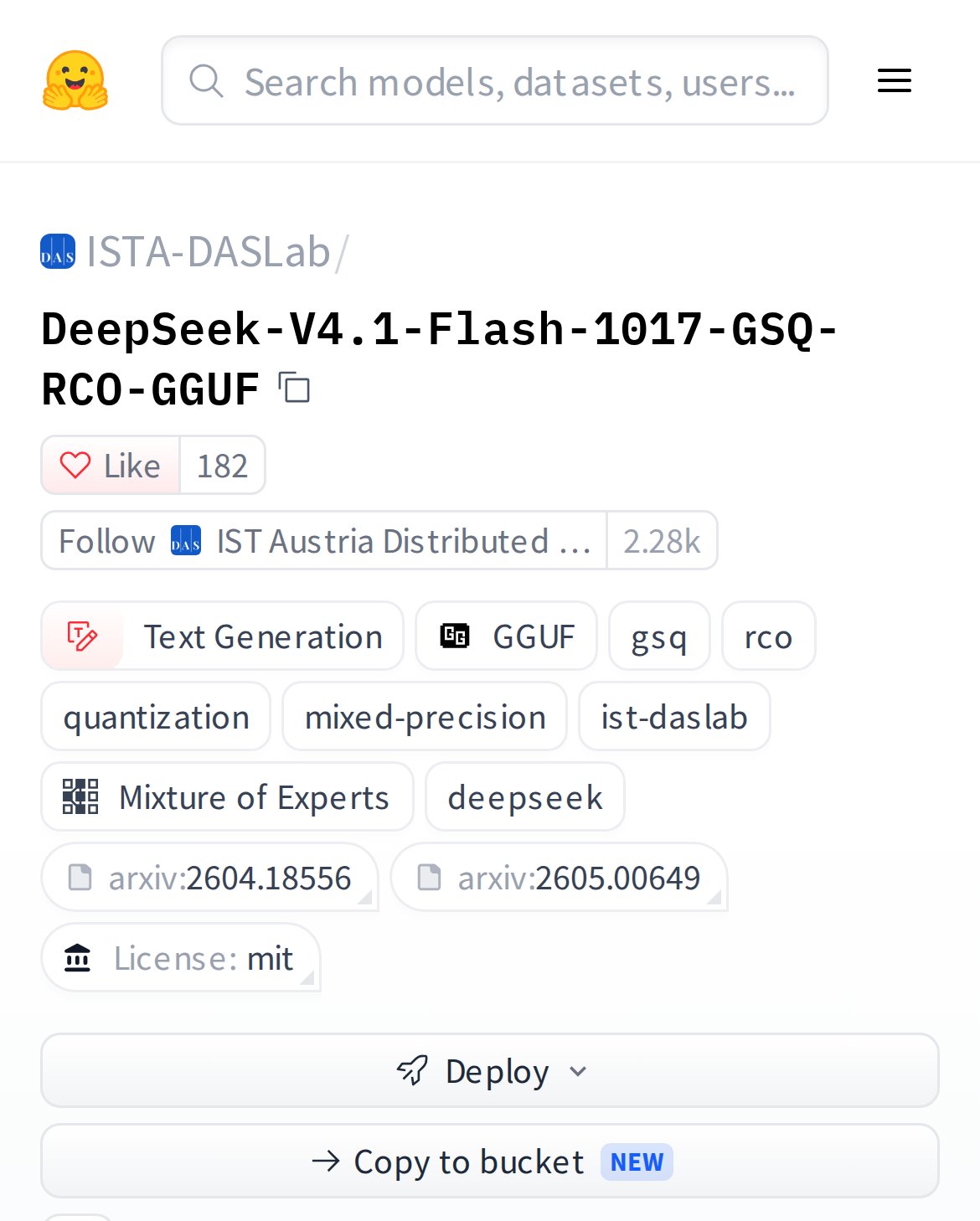 ISTA-DASLab 发布 V4.1 Flash 1017 的 GGUF 量化版