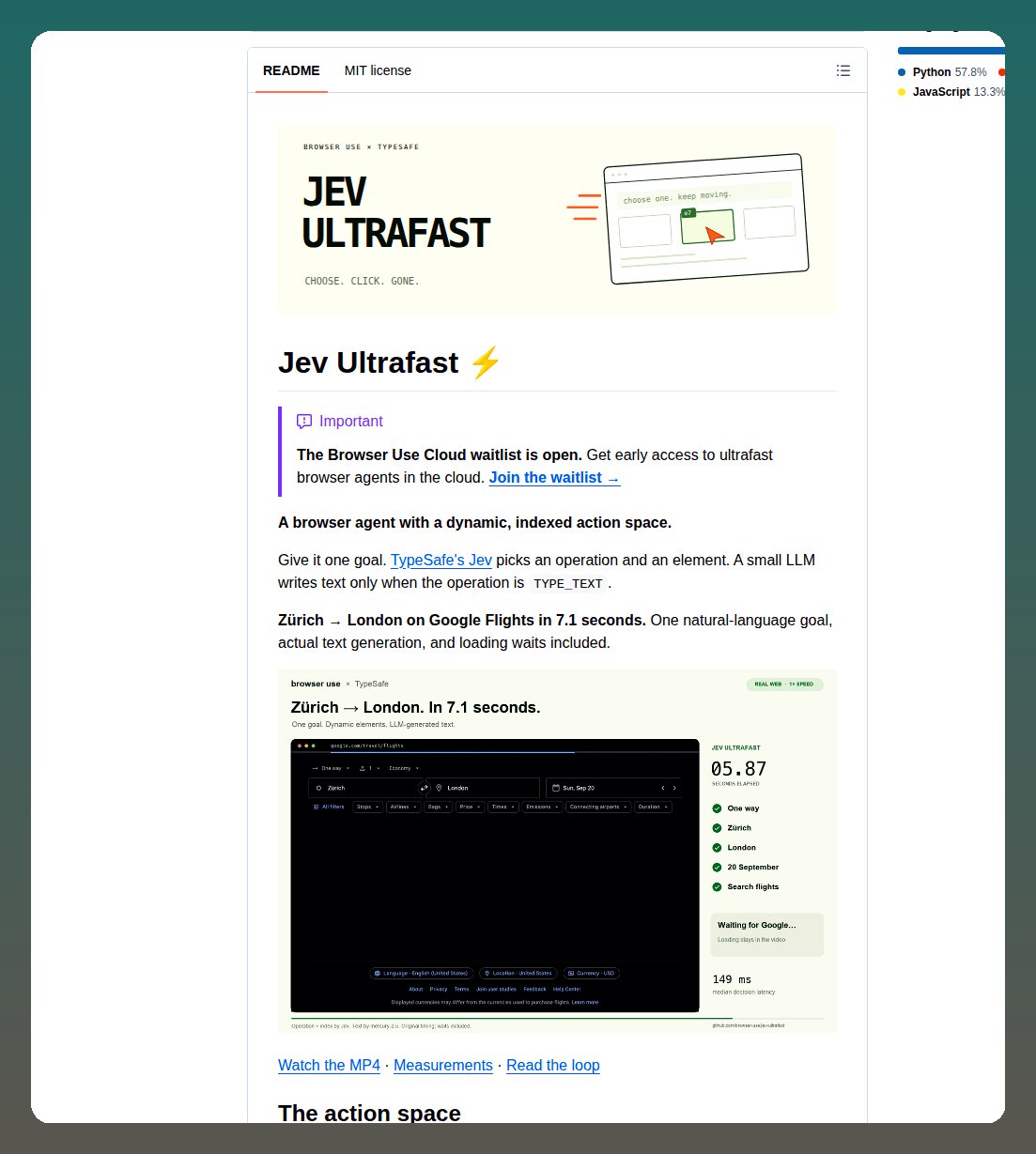 browser-use 开源 jev-ultrafast 浏览器 agent