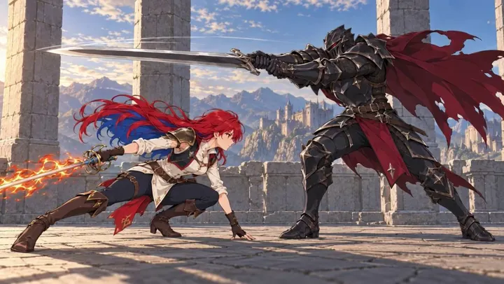 Kling 4.0 with 10 keyframes: fast swordfight but more artifacts than before
