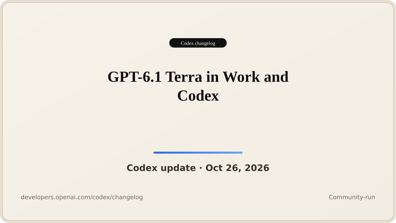 Codex 更新：GPT-6.1 Terra 接入 Work 与 Codex