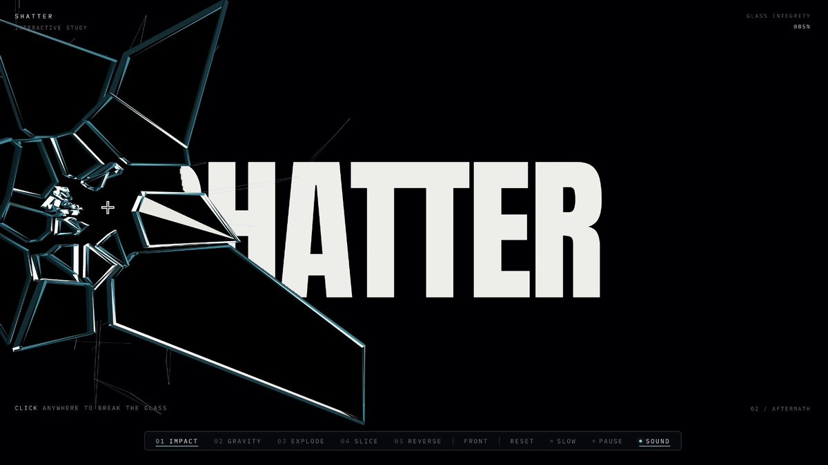 MiniMax M3.1 Flash builds a shatter-the-glass website in 2-3 iterations