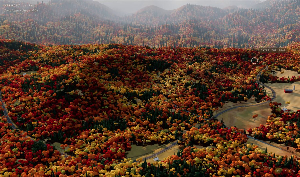 Opus 5.5 and Three.js turn a few prompts into a Vermont fall drive animation