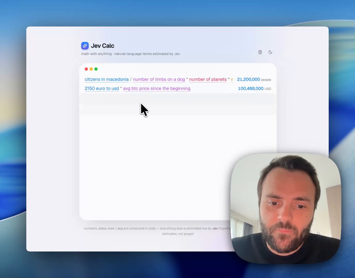 用 Jev 做了个会算任何东西的智能计算器笔记本