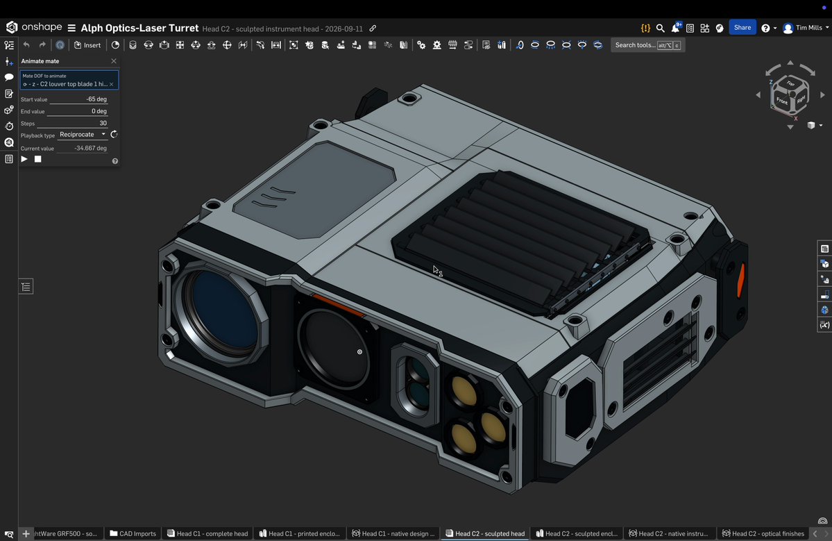 Astra turns a single comment into active shutters in Onshape CAD