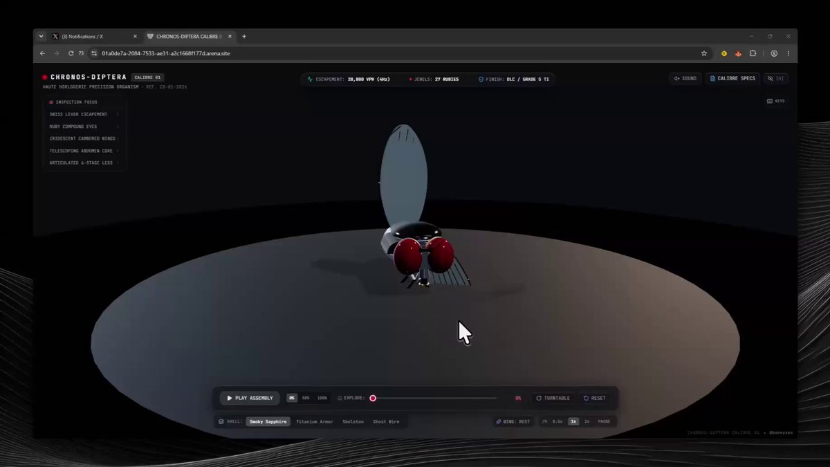 Gemini 4 Pro 一条提示词把苍蝇做成奢华腕表