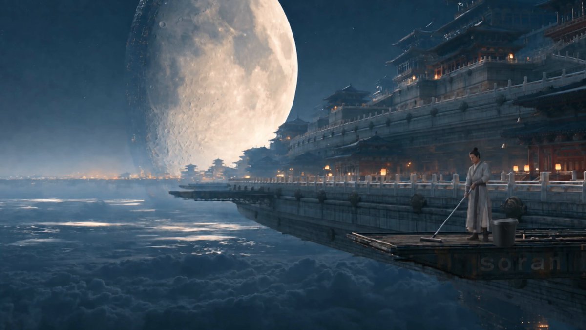 Keyframe rework workflow behind a 20-second moon-palace mopping short