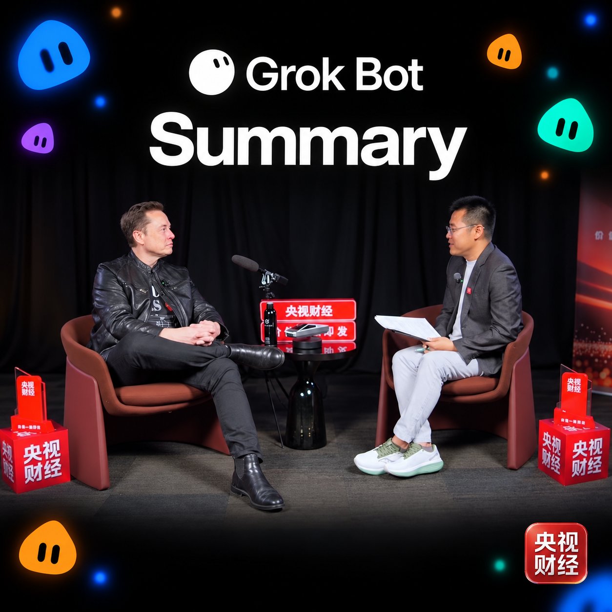 Grok Bot summarizes Musk's CCTV interview