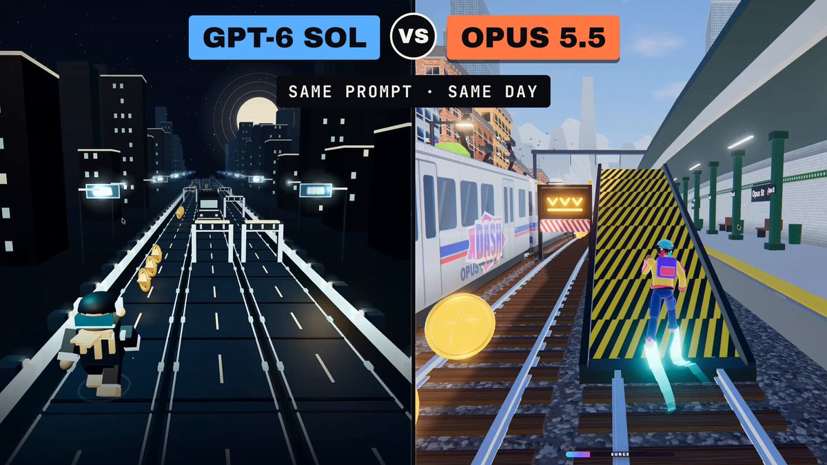 GPT-6 Sol vs Opus 5.5 on the same game prompt, compared