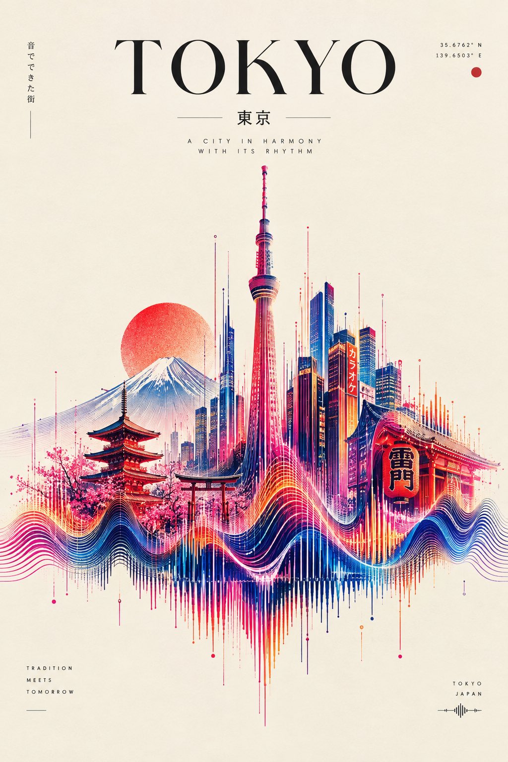 GPT Image 2.5 prompt builds city landmarks out of sound waves