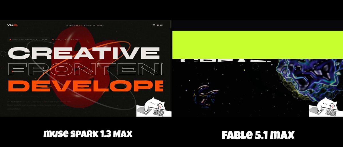 同题实测：Muse Spark 1.3 一分钟完成，Fable 5.1 花 70 分钟 13 美元