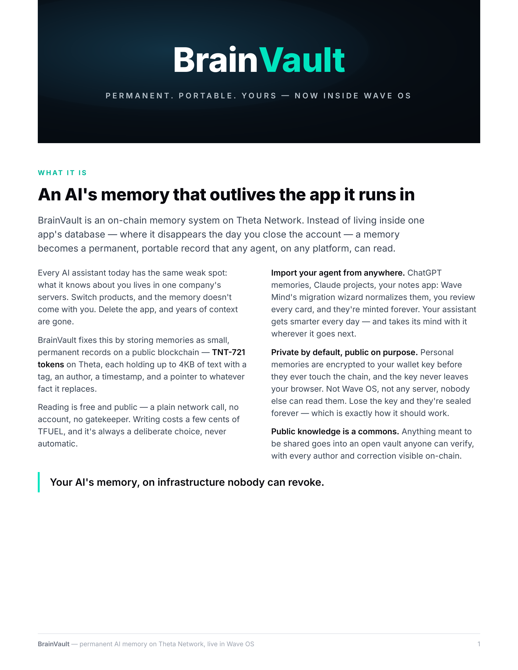 BrainVault launches on Theta Network as an on-chain AI memory vault