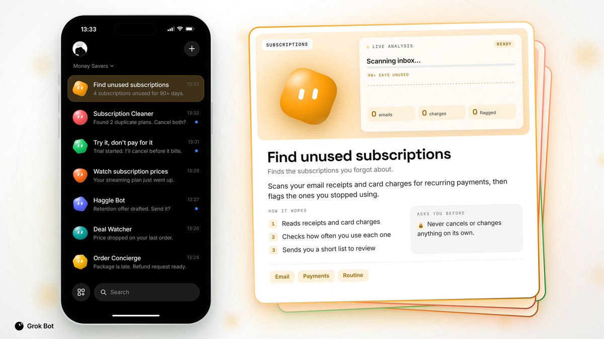 Grok Bot ships 7 free subscription-management templates
