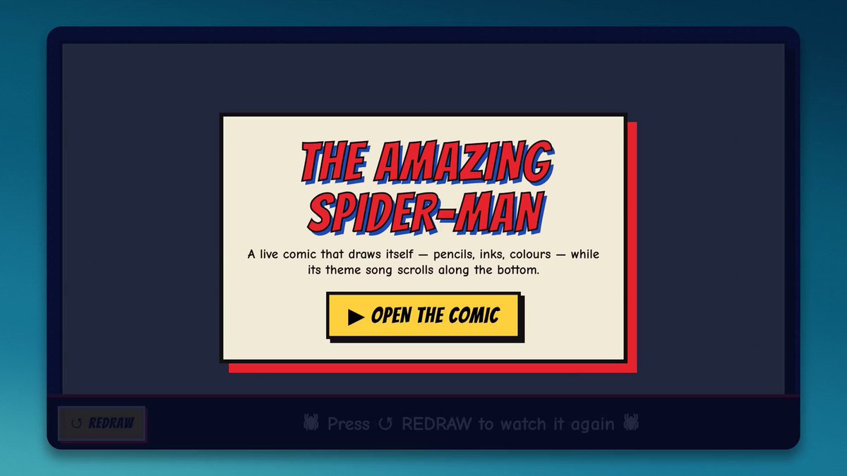 Spider-Man animation drawn line by line in pure JavaScript code