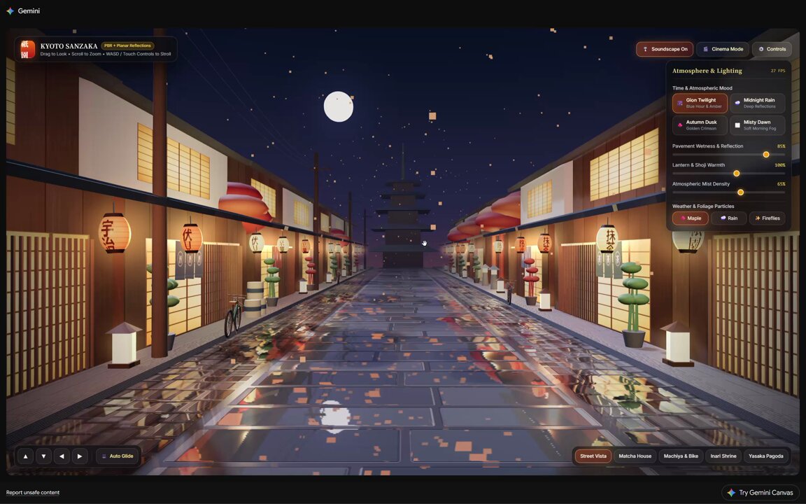 Gemini 4 Pro generates a Kyoto street scene video