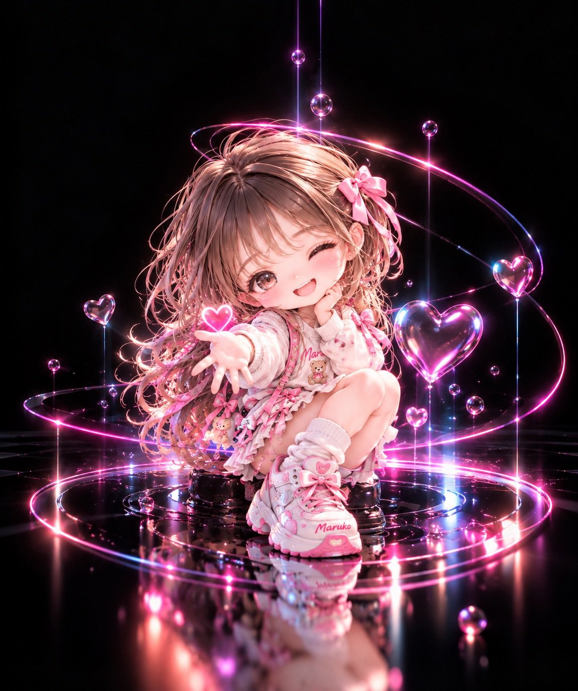 ChatGPT Images 2.5 generates a jet-black neon chibi series
