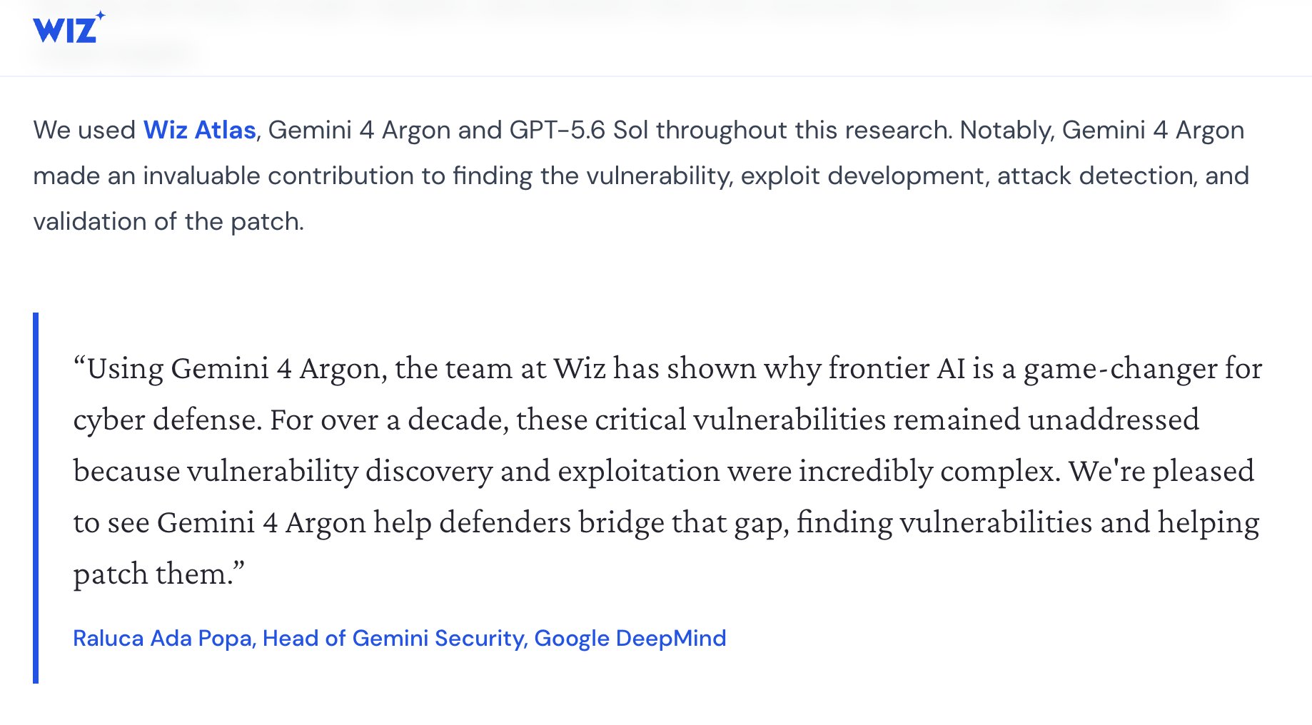 Wiz 博客致谢 Gemini 4 Argon 协助挖洞