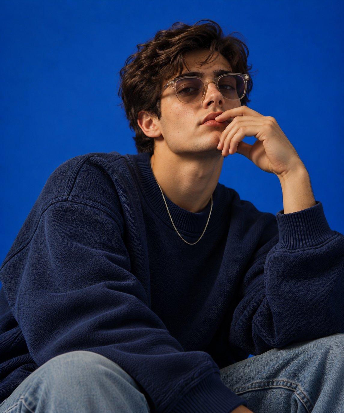 GPT Image 2.5 prompt for a high-end streetwear studio portrait of a male model (image 3 of 3)