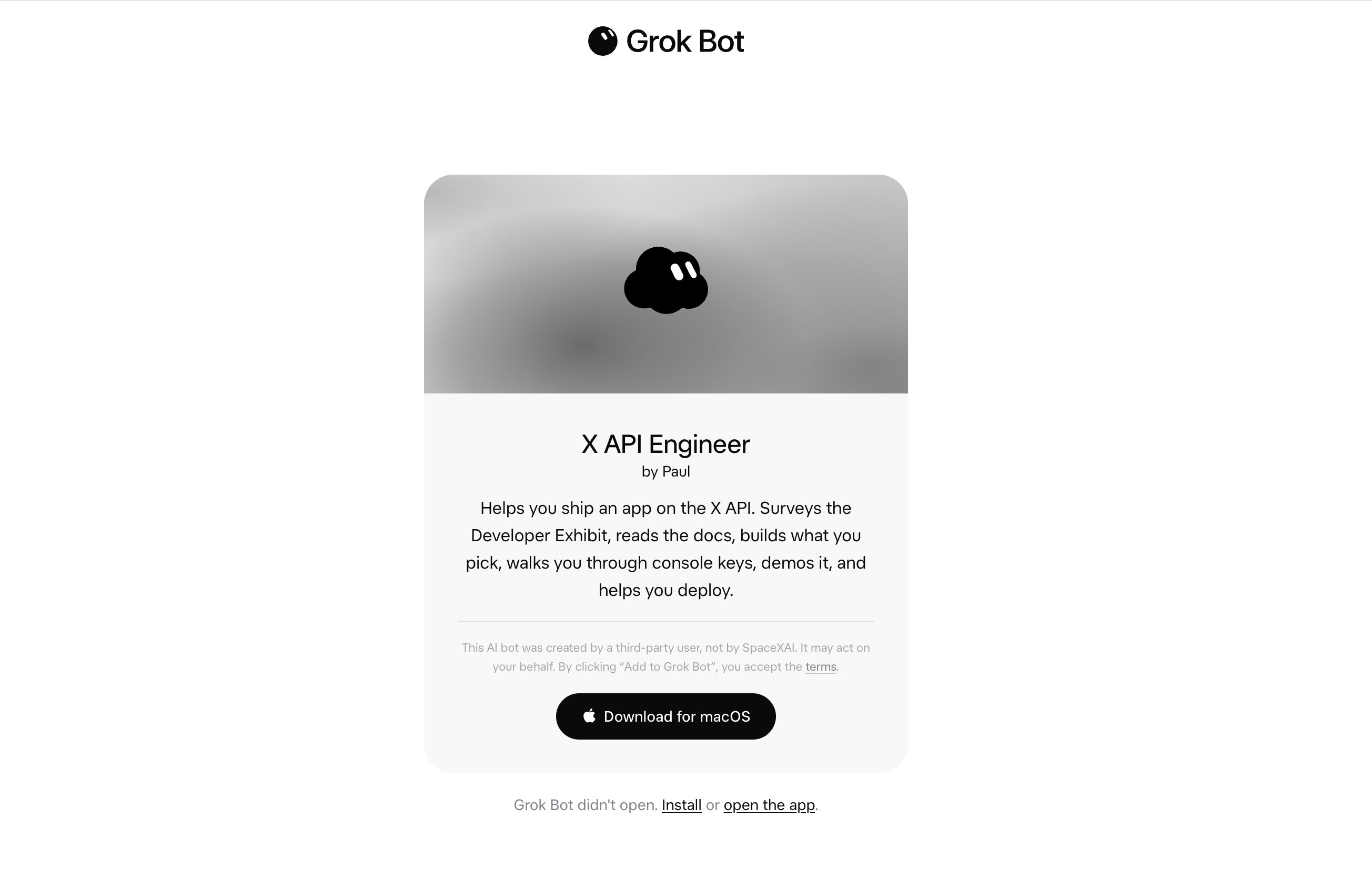 X API Engineer in Grok Bot helps you start building apps