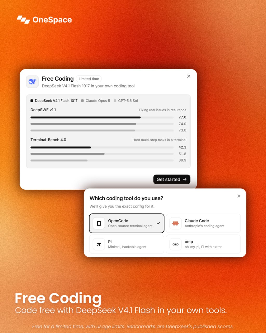 OneSpace 推广：DeepSeek V4.1 Flash 接入多款编程工具