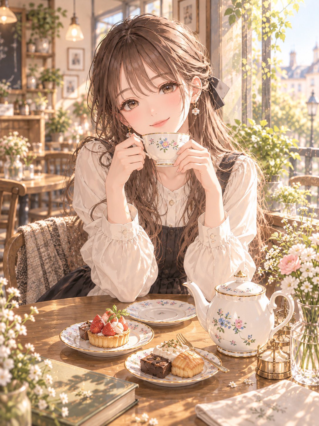 ChatGPT Images 2.5: two versions of a girl in a cafe, compared (image 1 of 2)