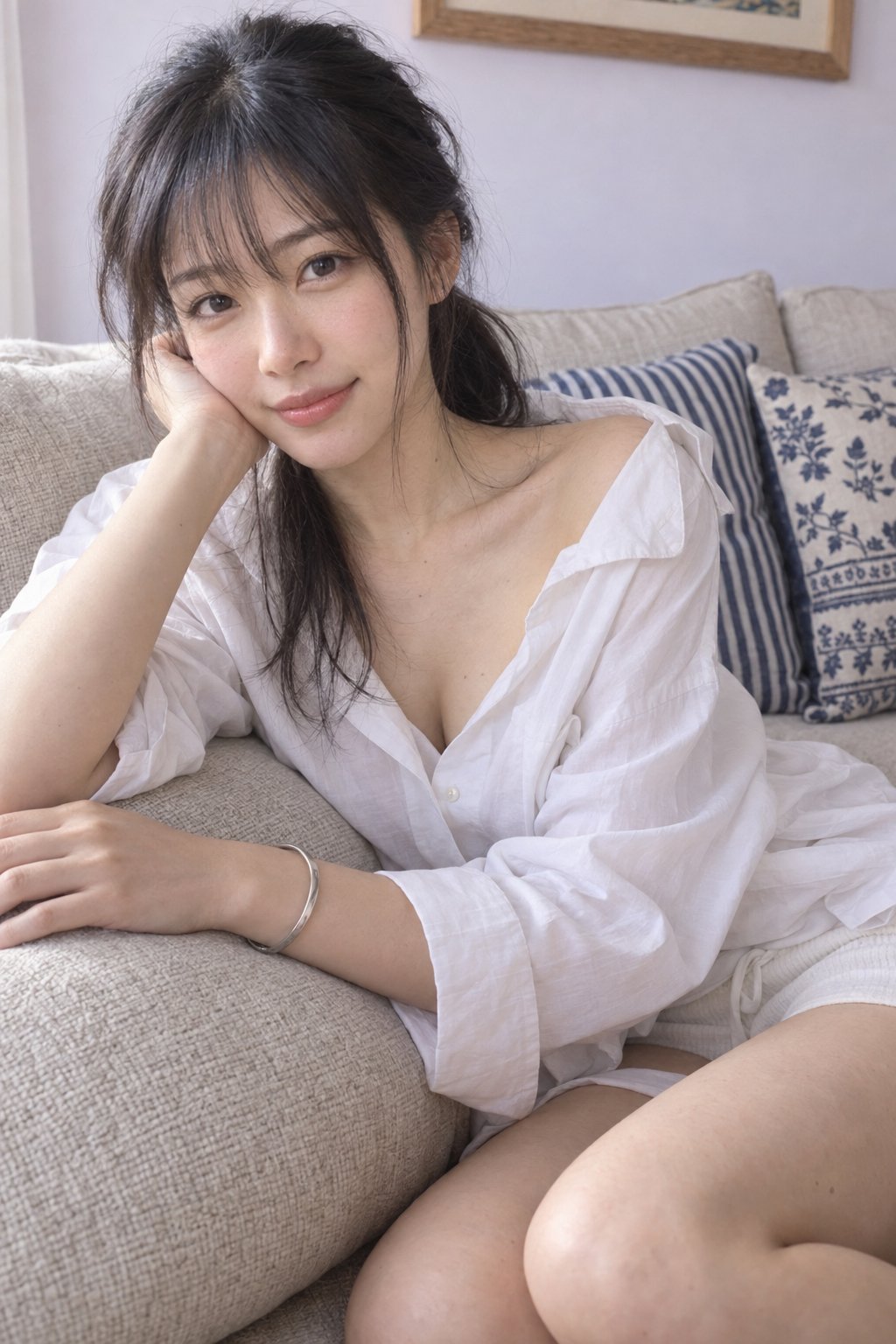 Warm sofa portrait prompt for photorealistic ChatGPT Images 2.5 shots