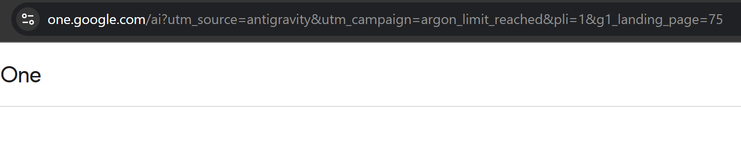 Google AI Ultra upgrade URL shows argon_limit_reached parameter