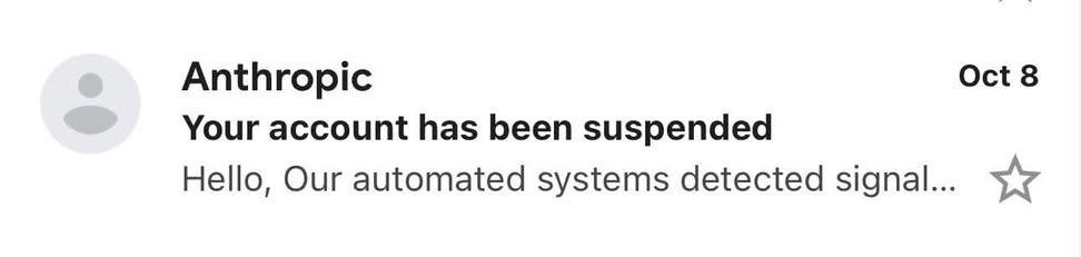 Developer says Claude suspended their account and plans to move to OpenAI
