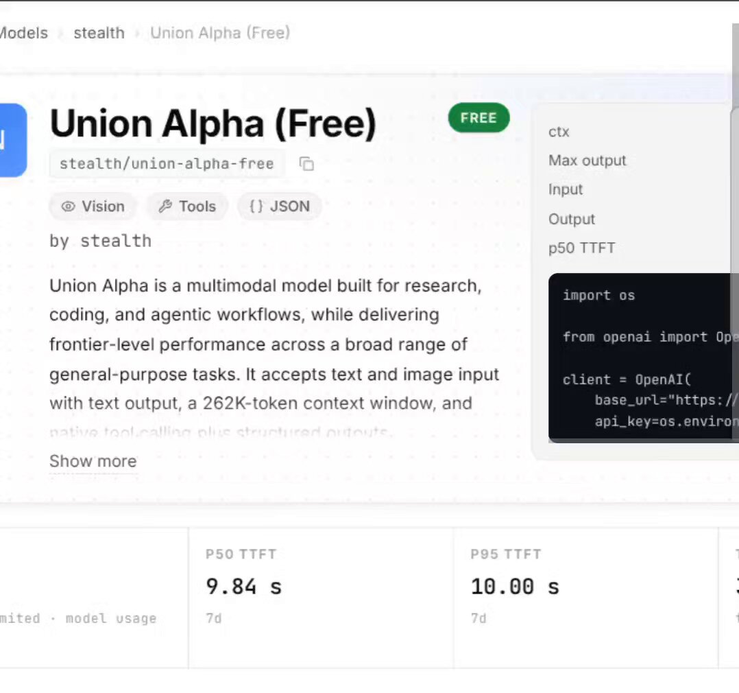 OrcaRouter 免费提供 Union Alpha 并列出规格