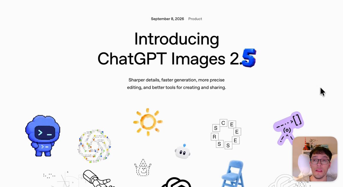 Video compares ChatGPT Images 2.5 with 2.0 on editing, Sketch, API and pricing