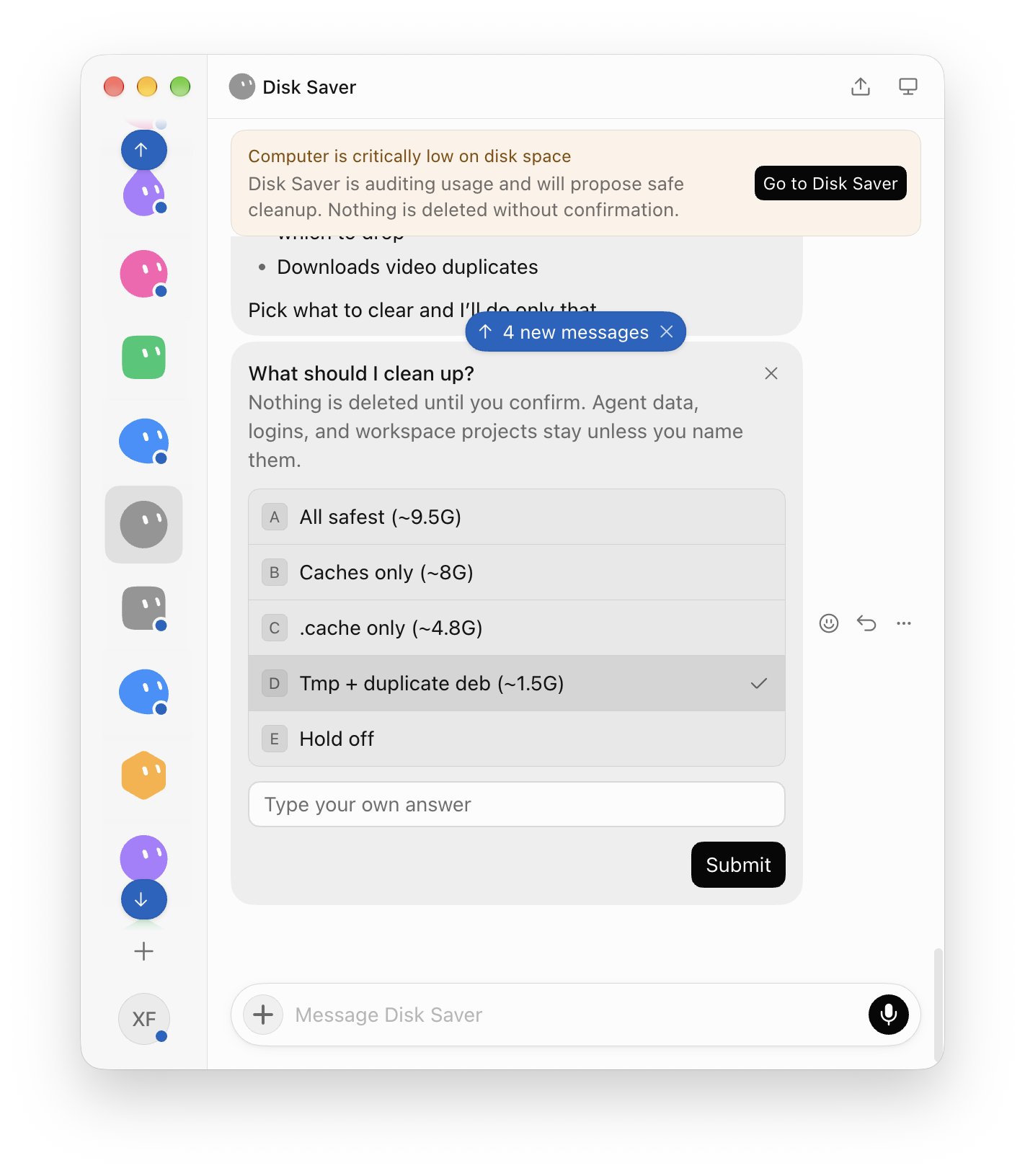 Grok Bot's Disk Saver audits cloud computer storage and suggests safe cleanups