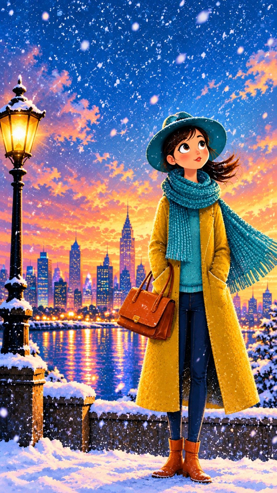 GPT Image 2.5 prompt for a winter storybook illustration