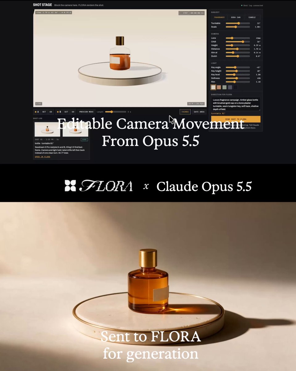 Opus 5.5 blocks out camera movement in seconds, user says