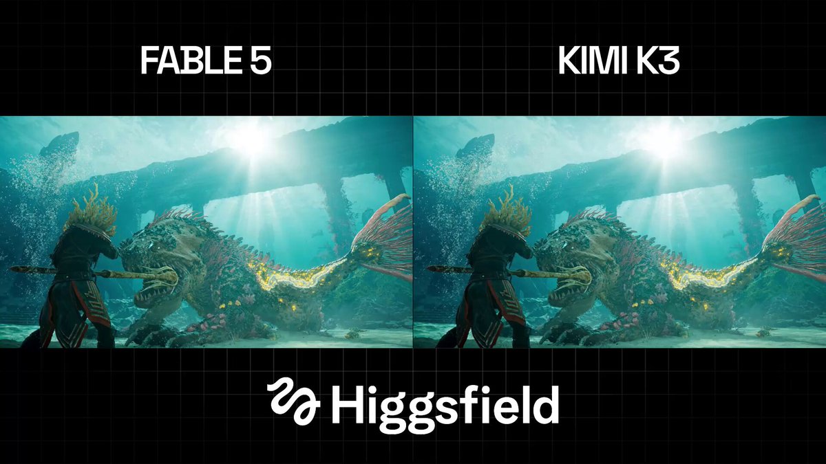 Kimi K3 与 Fable 5 动作场景对比