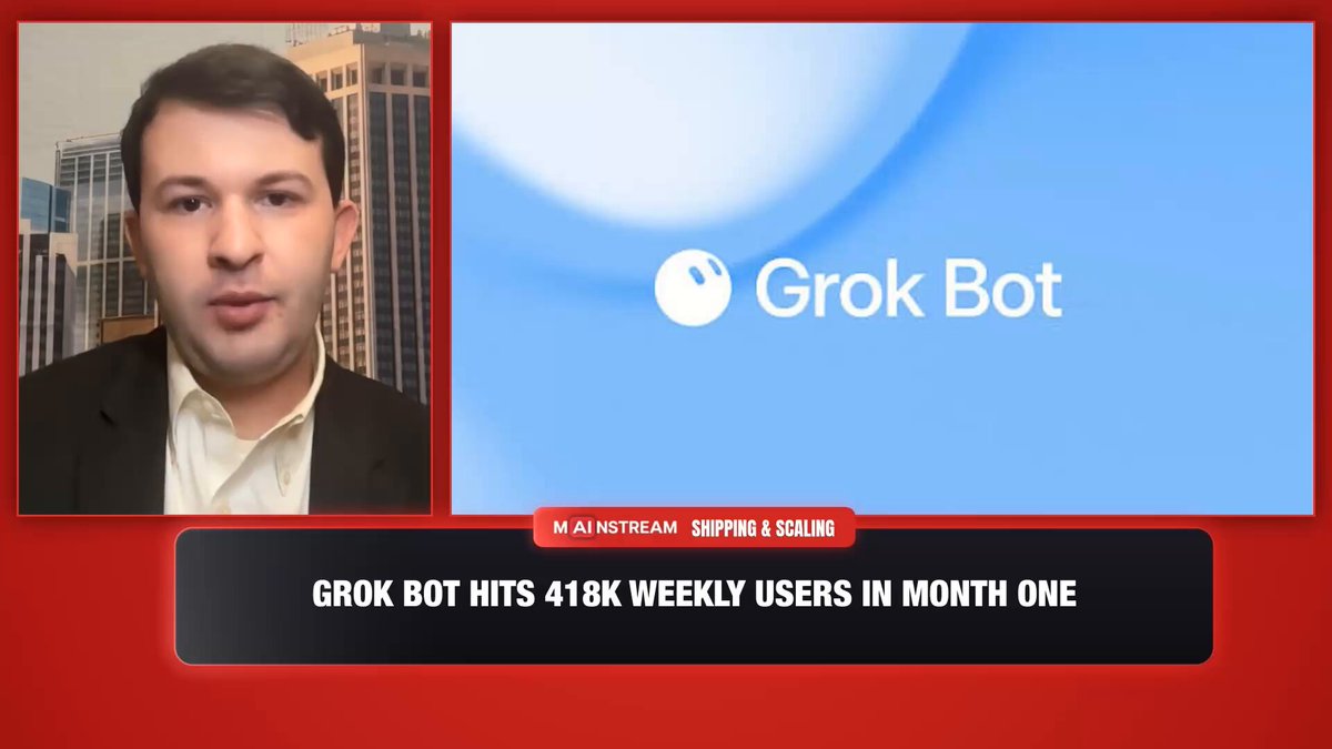 Grok Bot 月后周活约 41.8 万，新增语音与审批