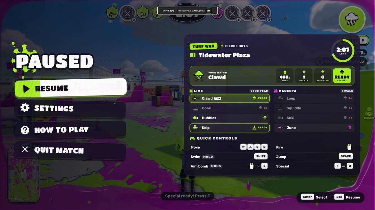 Opus 5.5 builds a playable Splatoon-style game