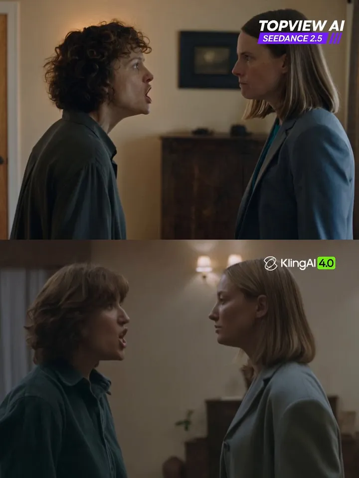 Topview 同场景对比：Seedance 2.5 vs Kling 4.0