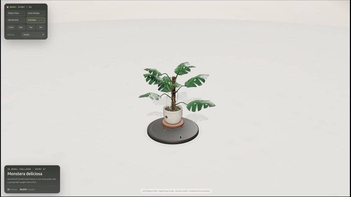 three.js 3D 建模对比：V4.1 Flash 1017 明显强于旧版