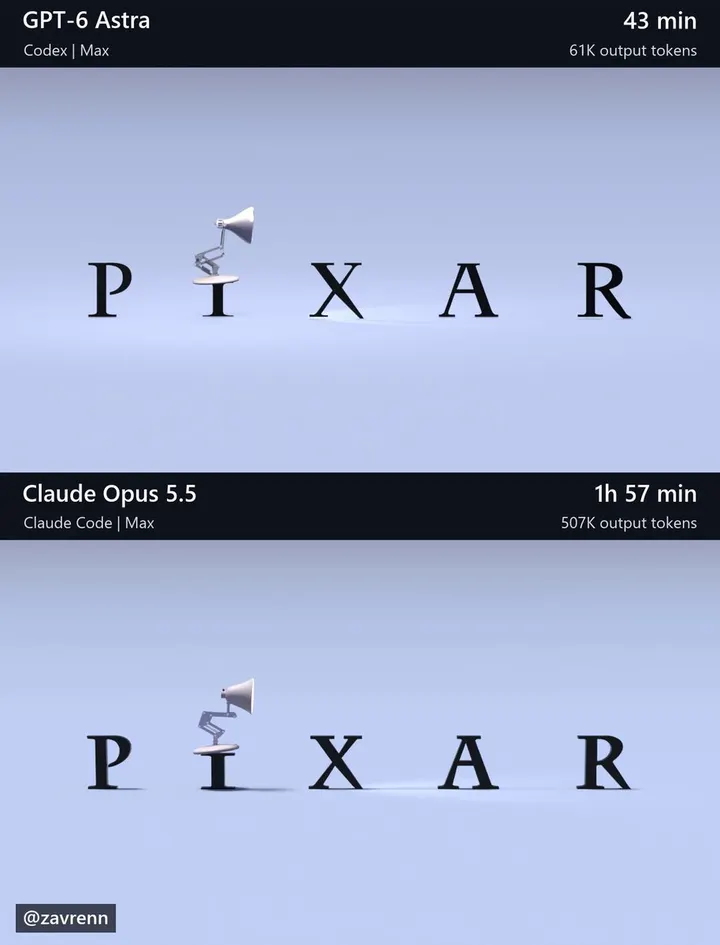 Astra 对 Opus 5.5：同一 Blender 任务效率对比
