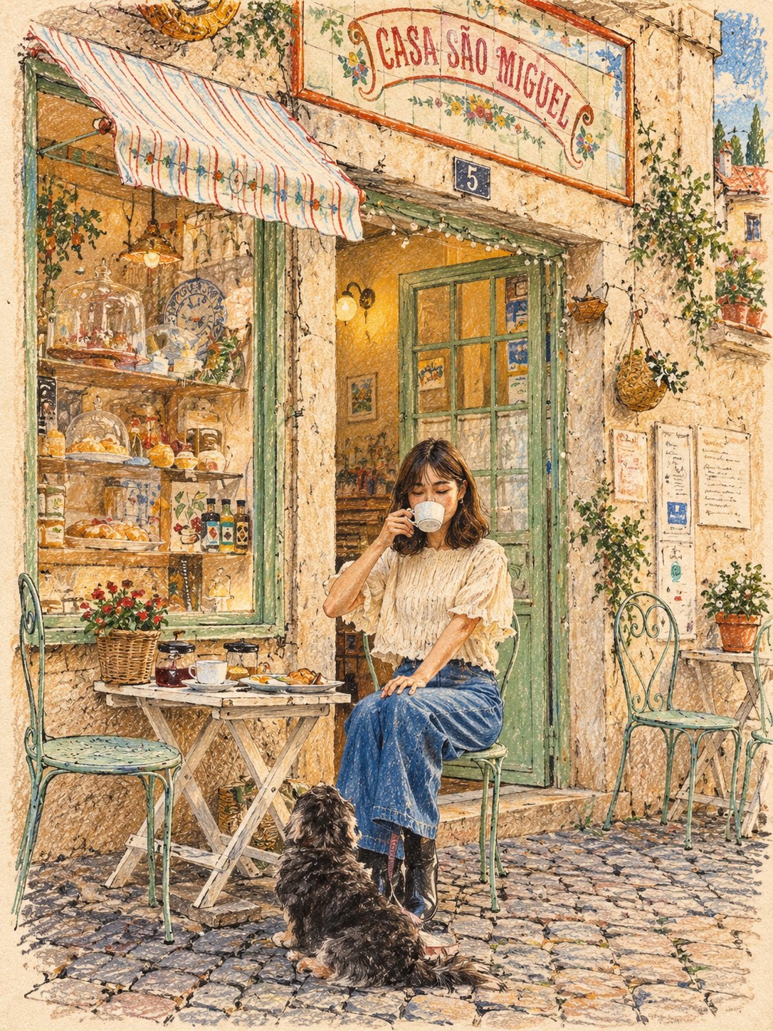 GPT Image 2.5 照片转手绘旅行插画提示词